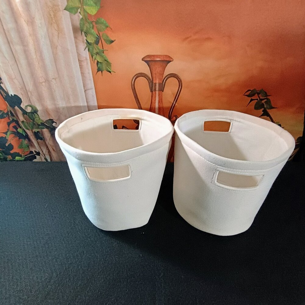 EUC: Westford Mill Small White Cotton Canvas Storage Tubs Set of 2
